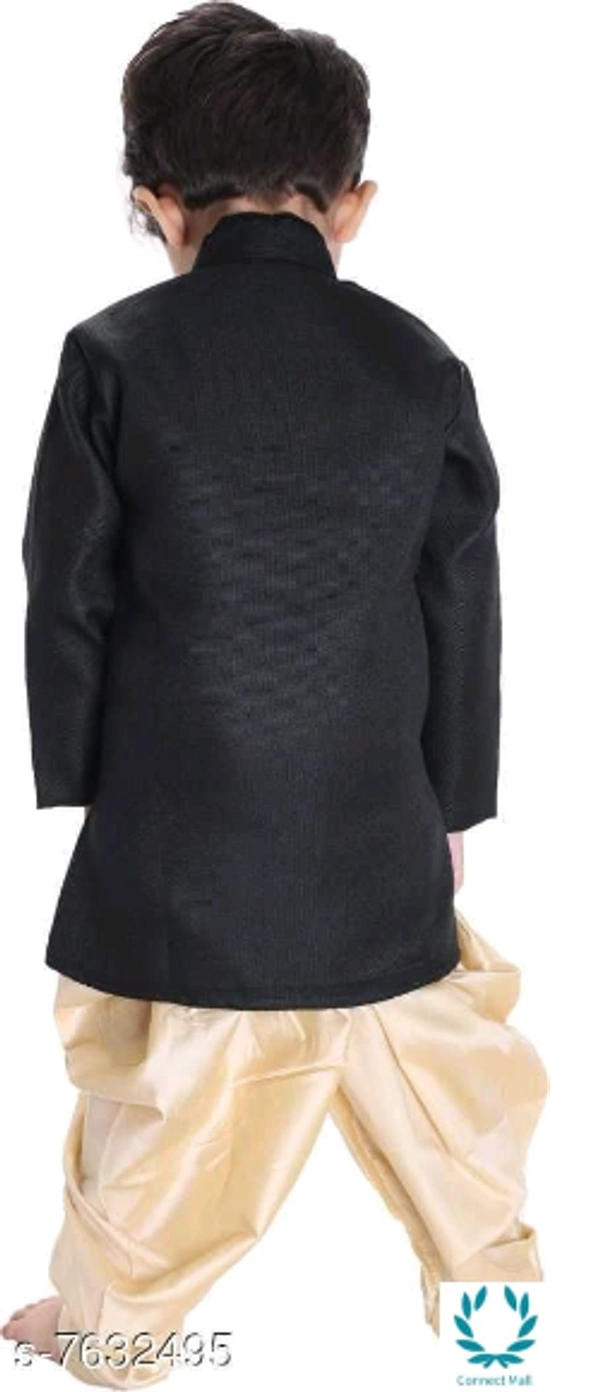 Just Creation Exclusive Hot Sherwani & Dhoti - 6-12 Months, Black/ Cream, Cotton Blend, Pack of :1